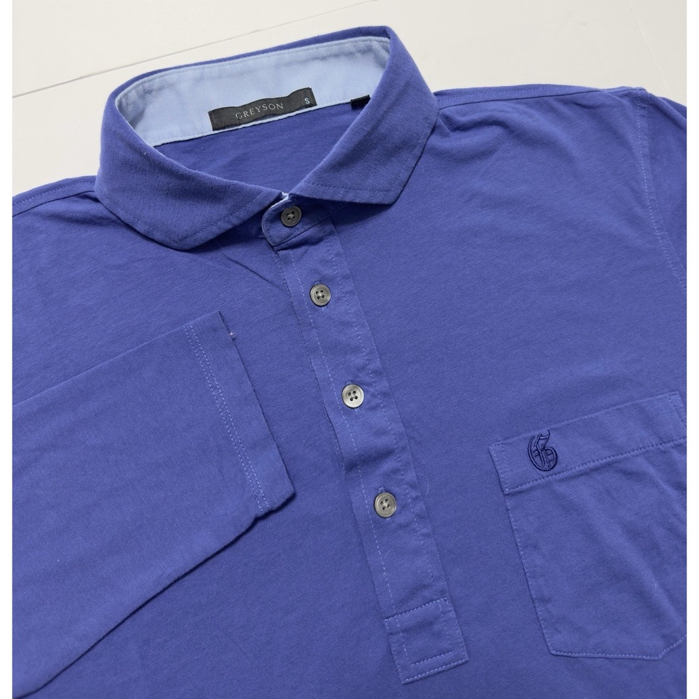 Greyson Men's Long Sleeve Polo Shirt Size S Blue Golf Jersey Knit Stretch Wolf